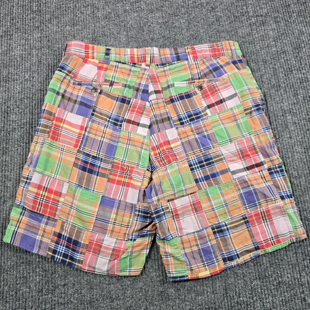 Polo Ralph Lauren Shorts Mens 36 Madras Patchwork Plaid Cotton Bermuda Golf